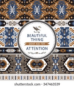 Seamless colorful pattern in tribal style