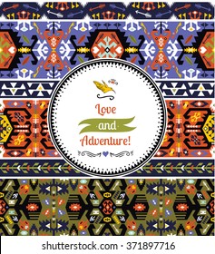 Seamless colorful pattern in tribal style