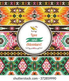 Seamless colorful pattern in tribal style