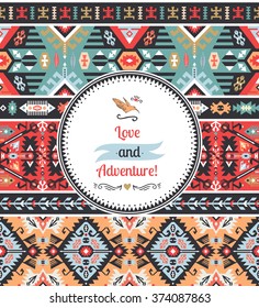 Seamless colorful pattern in tribal style