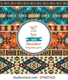 Seamless colorful pattern in tribal style