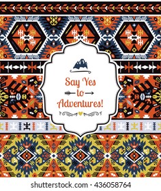 Seamless colorful pattern in tribal style