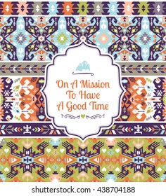 Seamless colorful pattern in tribal style