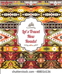 Seamless colorful pattern in tribal style