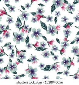 a seamless colorful pattern with tropical plants