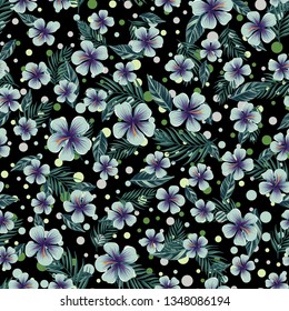 a seamless colorful pattern with tropical plants