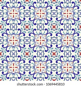Seamless colorful pattern in turkish style. Vintage decorative elements. Hand drawn background. Islam, Arabic, Indian, ottoman motifs. Perfect for printing on fabric, ceramic tile or paper. Vector.