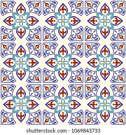 Seamless colorful pattern in turkish style. Vintage decorative elements. Hand drawn background. Islam, Arabic, Indian, ottoman motifs. Perfect for printing on fabric, ceramic tile or paper. Vector