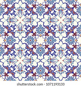 Seamless colorful pattern in turkish style. Vintage decorative elements. Hand drawn background. Islam, Arabic, Indian, ottoman motifs. Perfect for printing on fabric, ceramic tile or paper. Vector