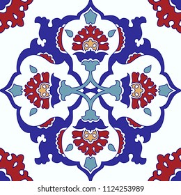 Seamless colorful pattern  in turkish style. Vintage decorative element. Hand drawn floral pattern. Islam, Arabic, Indian, ottoman motif. Vector illustration.