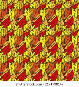 Seamless colorful pattern of unusual autumn leaves
