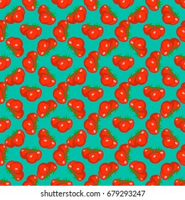 Seamless colorful pattern. Vector background with tomatoes