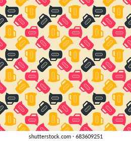 Seamless colorful pattern. Vector background with flat style kettles
