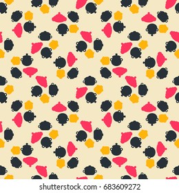 Seamless colorful pattern. Vector background with flat style pot