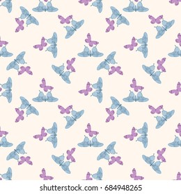 Seamless colorful pattern. Vector background with butterflies