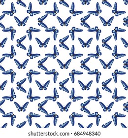 Seamless colorful pattern. Vector background with butterflies