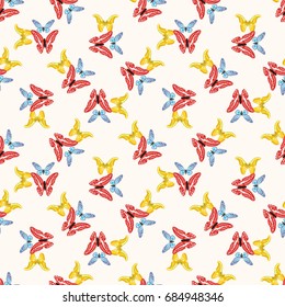 Seamless colorful pattern. Vector background with butterflies