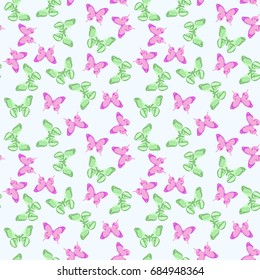 Seamless colorful pattern. Vector background with butterflies