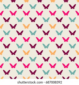 Seamless colorful pattern. Vector background with flat style butterflies