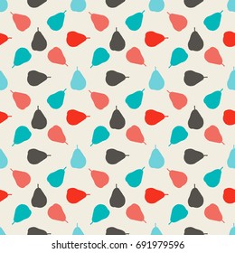 Seamless colorful pattern. Vector background with flat style pear