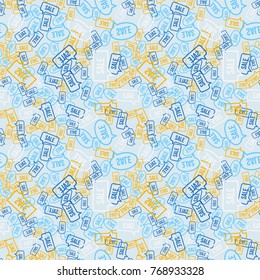 Seamless colorful pattern. Vector background with bubble sale icons. Patterned paper wallpaper for scrapbooking