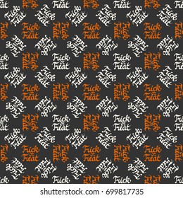 Seamless colorful pattern. Vector Halloween background with hand drawn Trick or Treat words