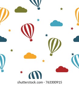 Seamless colorful pattern. Vector retro background with abstract flat style balloons.
