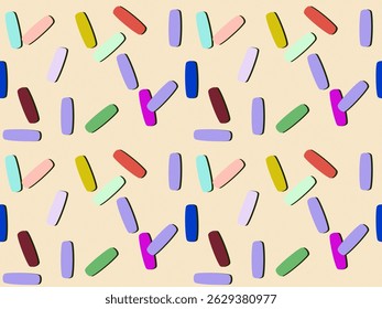 Seamless Colorful Pattern: A vibrant and cheerful seamless pattern, bursting with a spectrum of colorful shapes arranged in an eye-catching design, perfect for backgrounds and textures. 