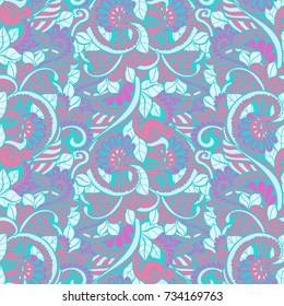 Seamless colorful  pattern   in a zentangle style.  Hand-drawn illustration . Vector background for textile, print, wallpapers, wrapping.