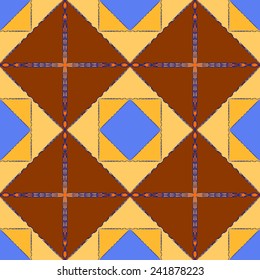 Seamless colorful patterns composed of geometric shapes, vector graphics