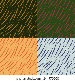 Seamless colorful patterns composed of geometric shapes, vector graphics