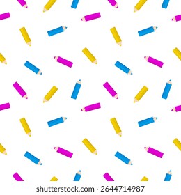 Seamless Colorful Pencils Pattern Background. Vector Illustration for School and Art Design