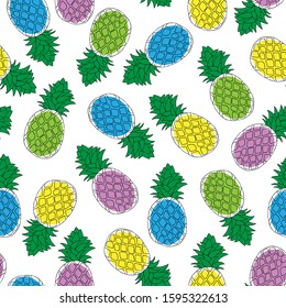 Seamless colorful pineapple pattern illustration