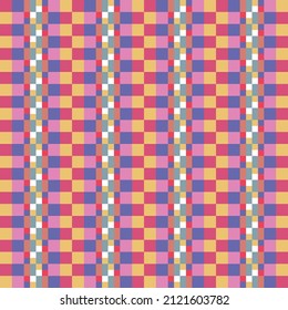 Seamless colorful plaid pattern. Checkered fabric texture background. cloth.