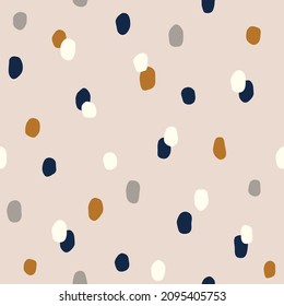 Seamless colorful polka dot pattern. Vector abstract background with random hand drawn spots.
