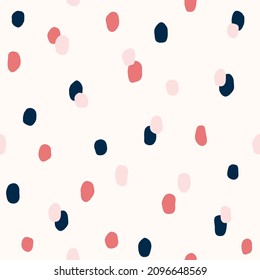 Seamless colorful polka dot pattern. Vector abstract background with random hand drawn spots.