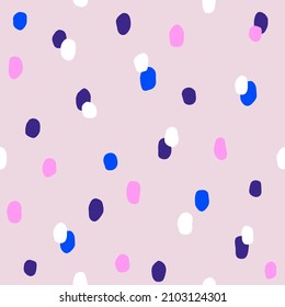 Seamless colorful polka dot pattern. Vector abstract background with random hand drawn spots.