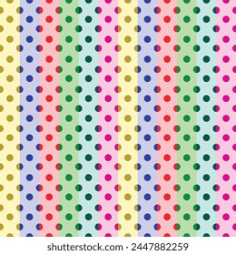 Seamless colorful polka dotted vector, Fun bubbles pattern, rainbow background, circle pattern design
