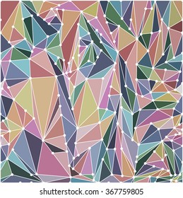 Seamless colorful polygonal pattern in muted tones  with white stroke