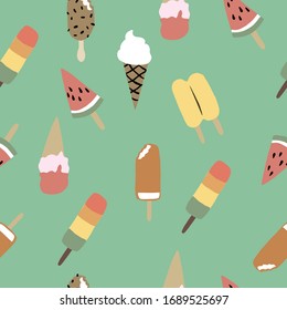 Seamless colorful Popsicle pattern. Fun summer pattern.