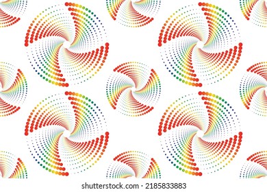 Seamless Colorful Pride Month Love Rainbow Circle. Abstract Colorful Gradient Design Background. Pride Love Blend Pattern Wallpaper.