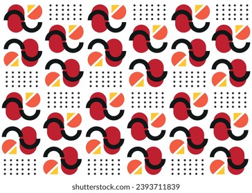 seamless colorful print pattern, Bauhaus elements. Modern geometric abstract shapes in minimal style.