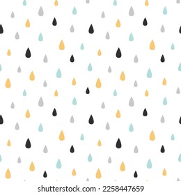 seamless colorful rain drops pattern, design for scrapbooking, decoration, cards, paper goods, background, wallpaper, wrapping, fabric and all your creative projects. Vector Illustration