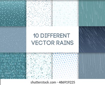 Seamless colorful rain drops pattern background vector background. Blue waterdrop rainy element design