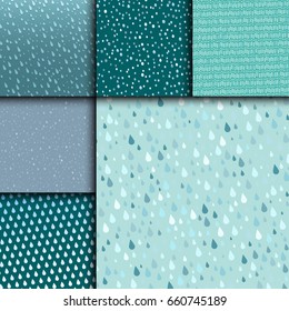 Seamless colorful rain drops pattern background vector water blue nature raindrop abstract illustration