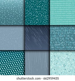 Seamless colorful rain drops pattern background vector water blue nature raindrop abstract illustration