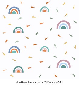 Seamless colorful rainbow in abstract style on white background