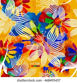 seamless colorful rainbow flower background. Vector