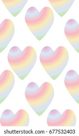 Seamless with colorful rainbow heart. Vector tiled background. Celebratory background decoration heart.