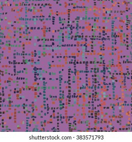 Seamless colorful random pixels on pink background